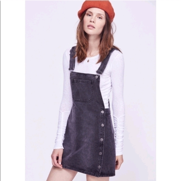 Free People Louise Denim Skirtall in Rocky Mountain Black sz 4 - Picture 1 of 7